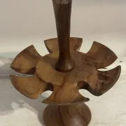 Porte-coquetiers vintage en bois tourné – 6 pièces – Années 50