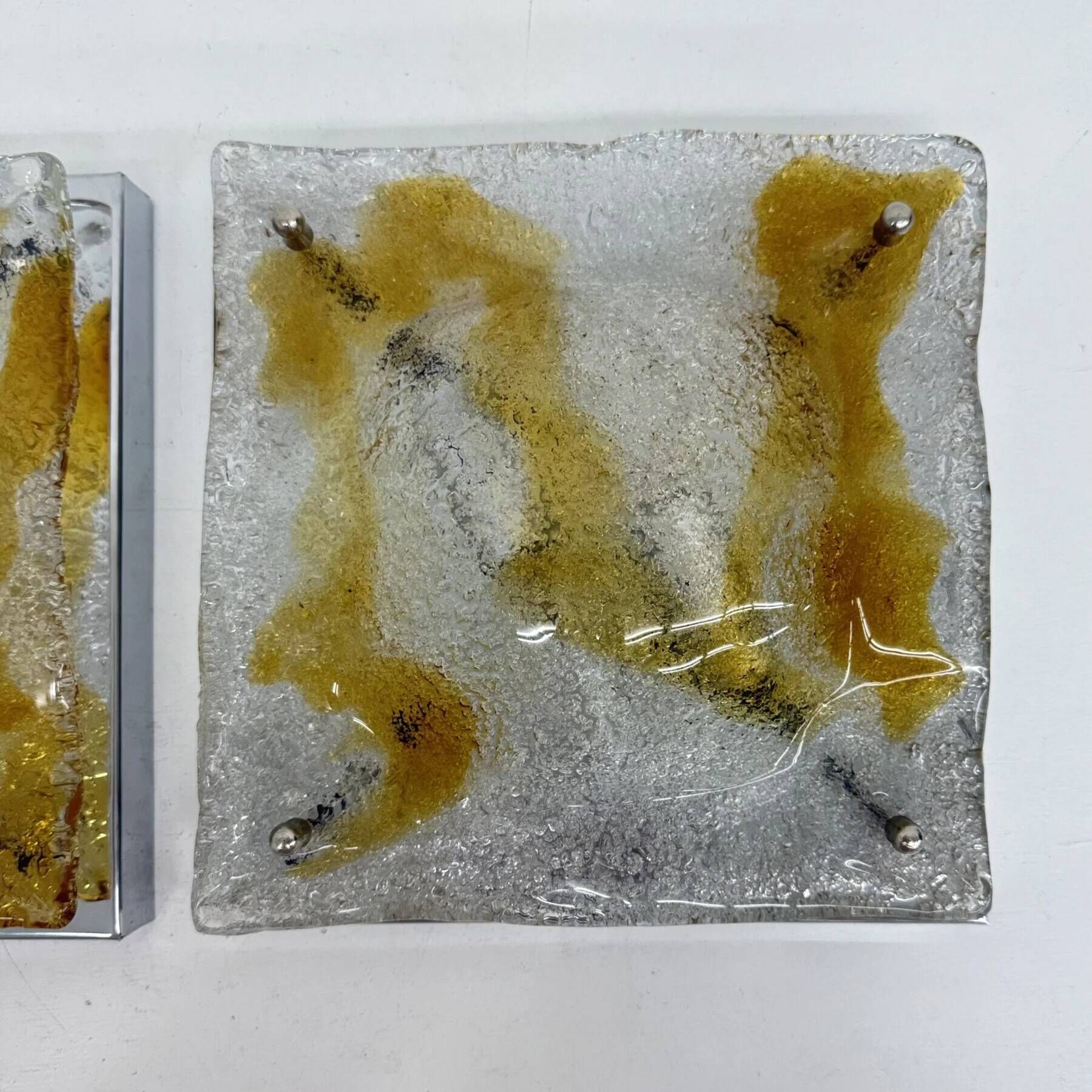 Vintage Murano glass abstract wall sconces from Mazzega, Italy, 1960, set of 2