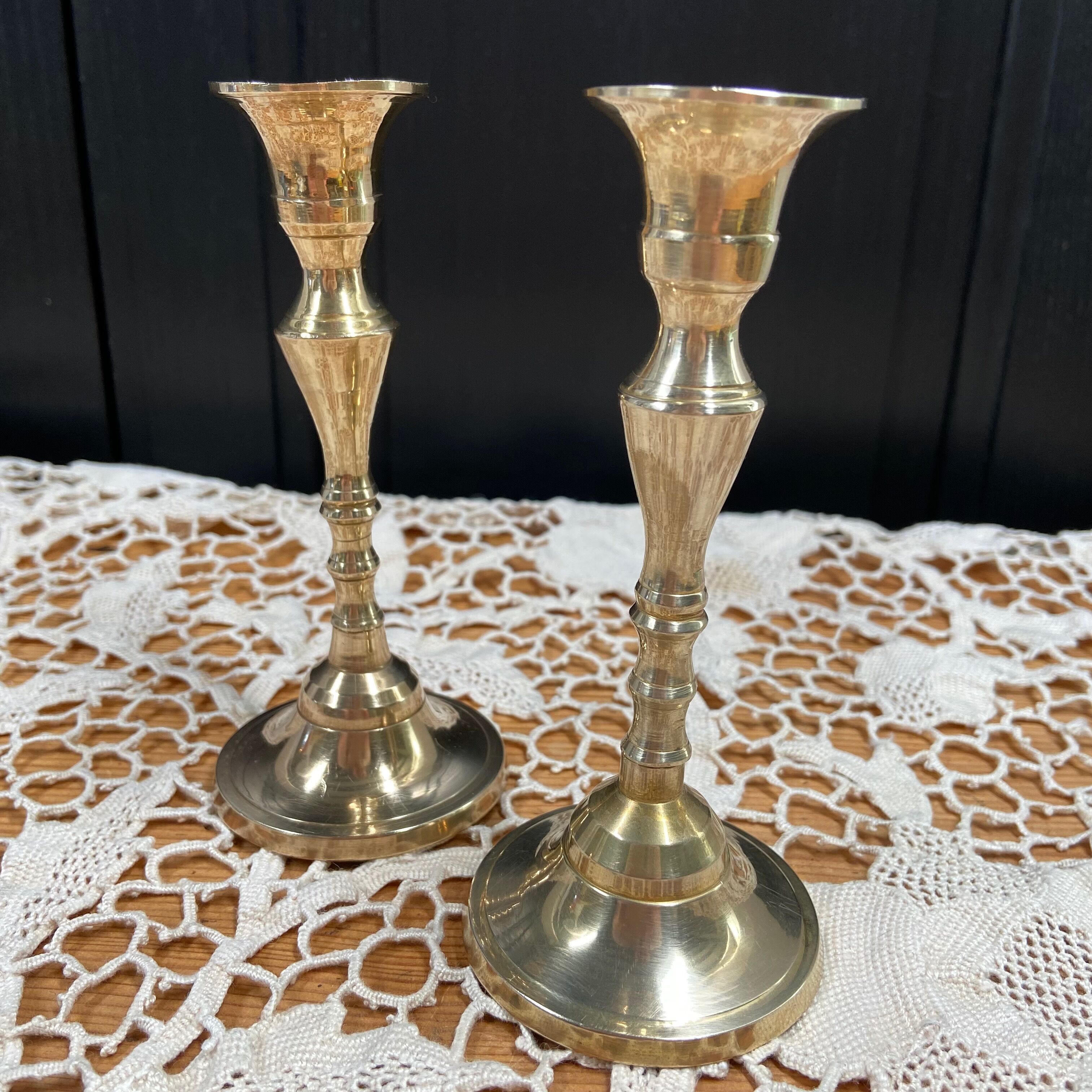 Set of 2 brass candle holders