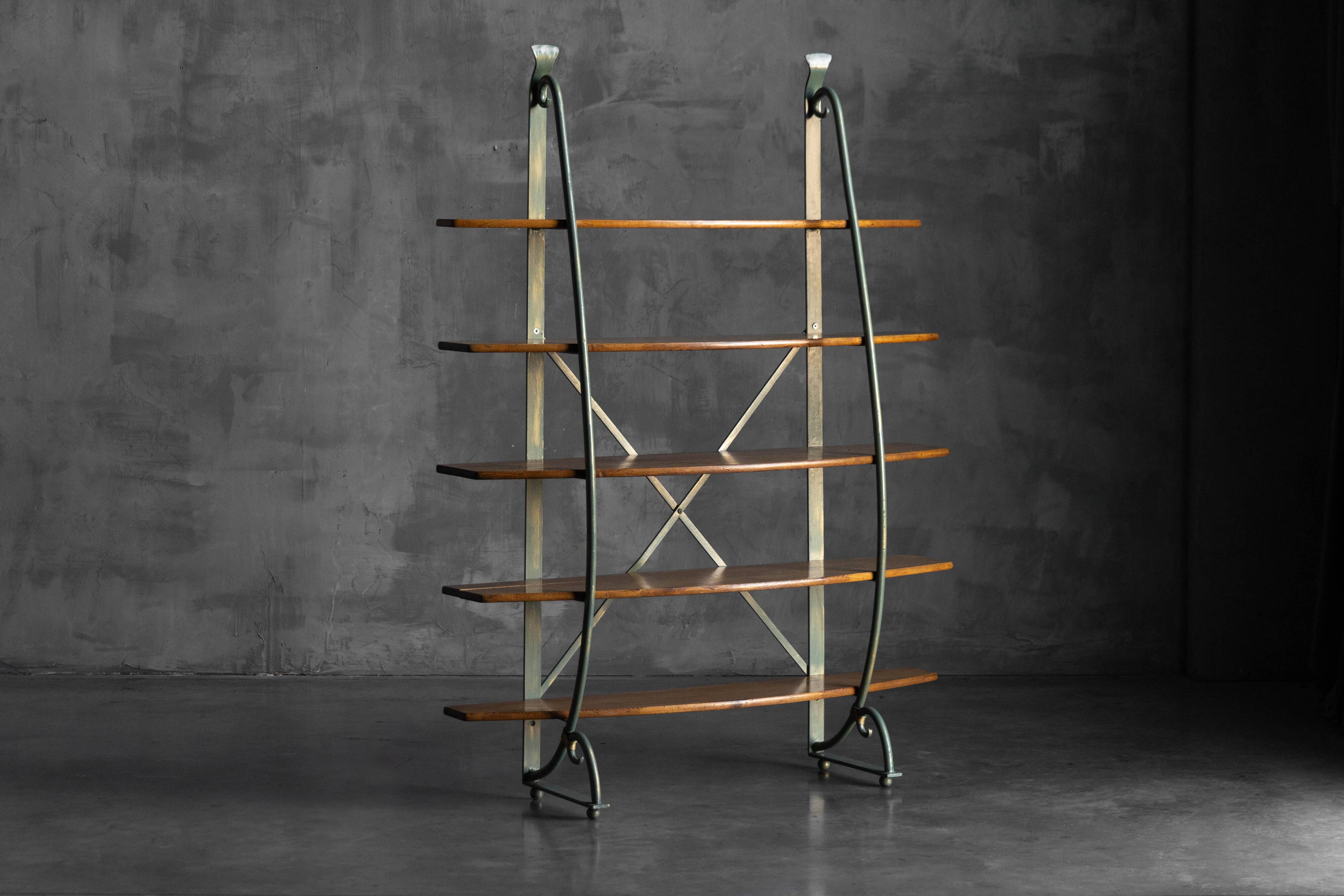 Bakery Display Rack with Iron Frame and Oak Shelves, France, 1920s