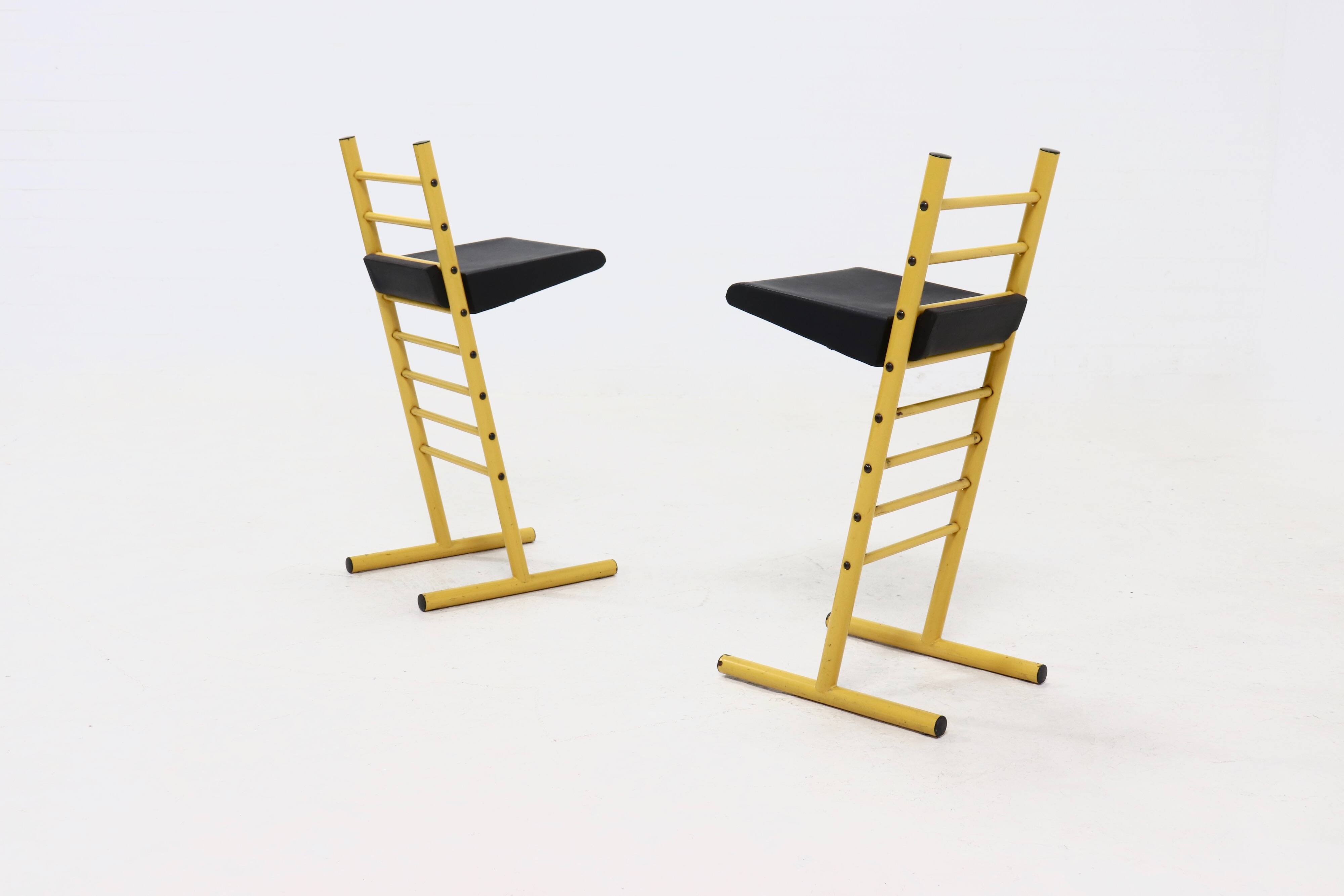 Set of 2 Italian Height Adjustable Chairs or Barstools 1980s