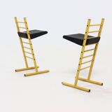 Set of 2 Italian Height Adjustable Chairs or Barstools 1980s