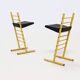 2 tabourets de bar en métal jaune, Italie années 1980