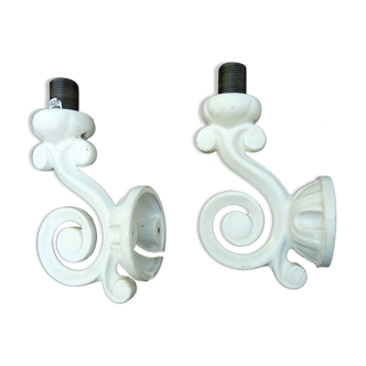 Pair of decotec enamelled cast iron sconces