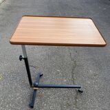 Foldable and adjustable serving trolley in wood and black steel