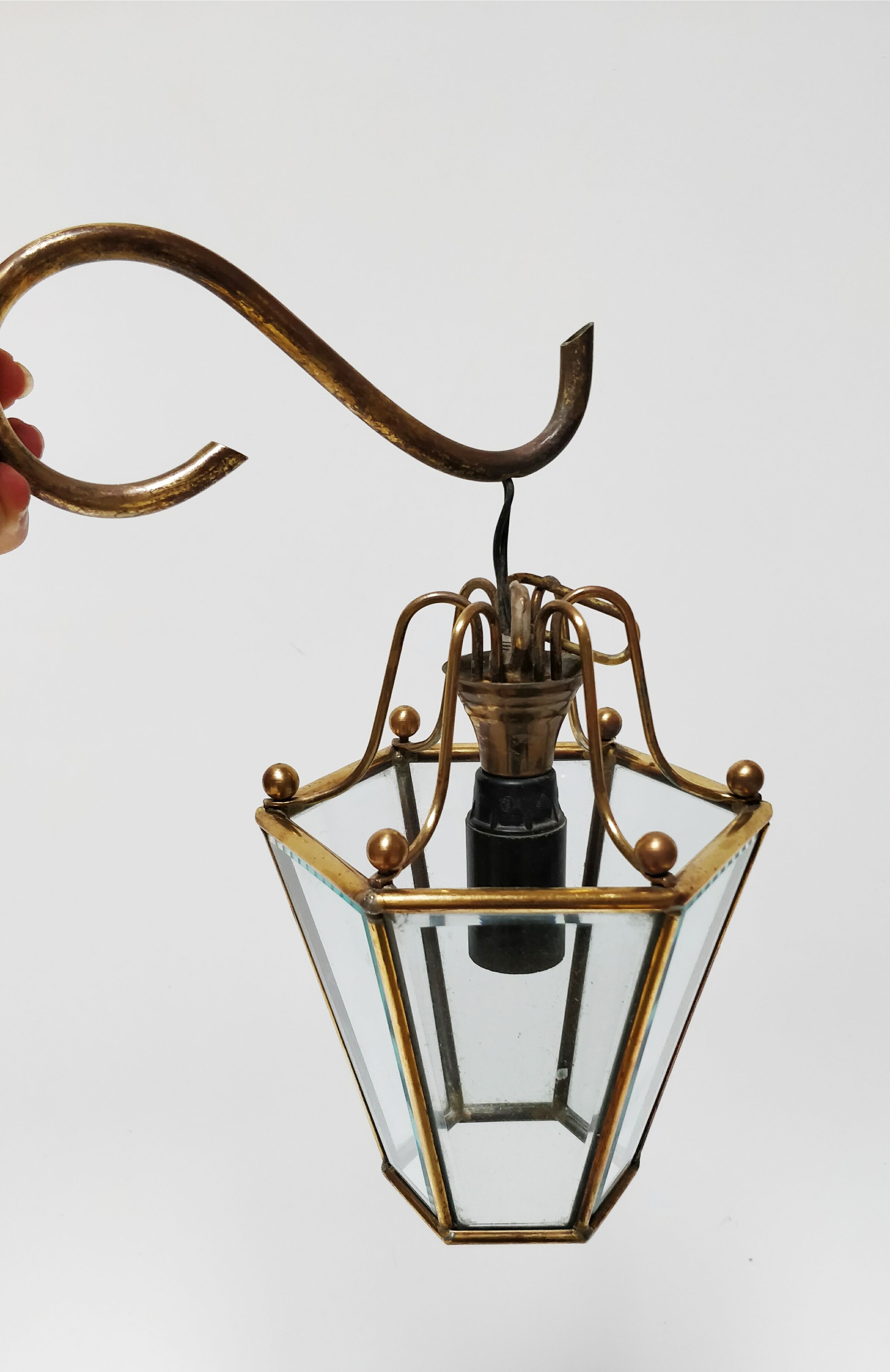 Brass lantern and beveled glasses