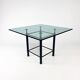 Table à manger postmoderne sur mesure en acier et verre épais, 1980s