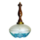 Vintage teak wood agua blue glass pendant lamp