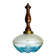 Vintage teak wood agua blue glass pendant lamp