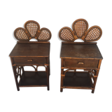 Paire de table de chevet en rotin
