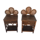 Paire de table de chevet en rotin