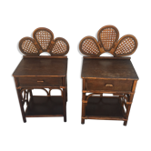 Pair of rattan bedside table