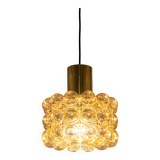Large amber bubble glass pendant by Helena Tynell for Limburg, Germany, 1970s.