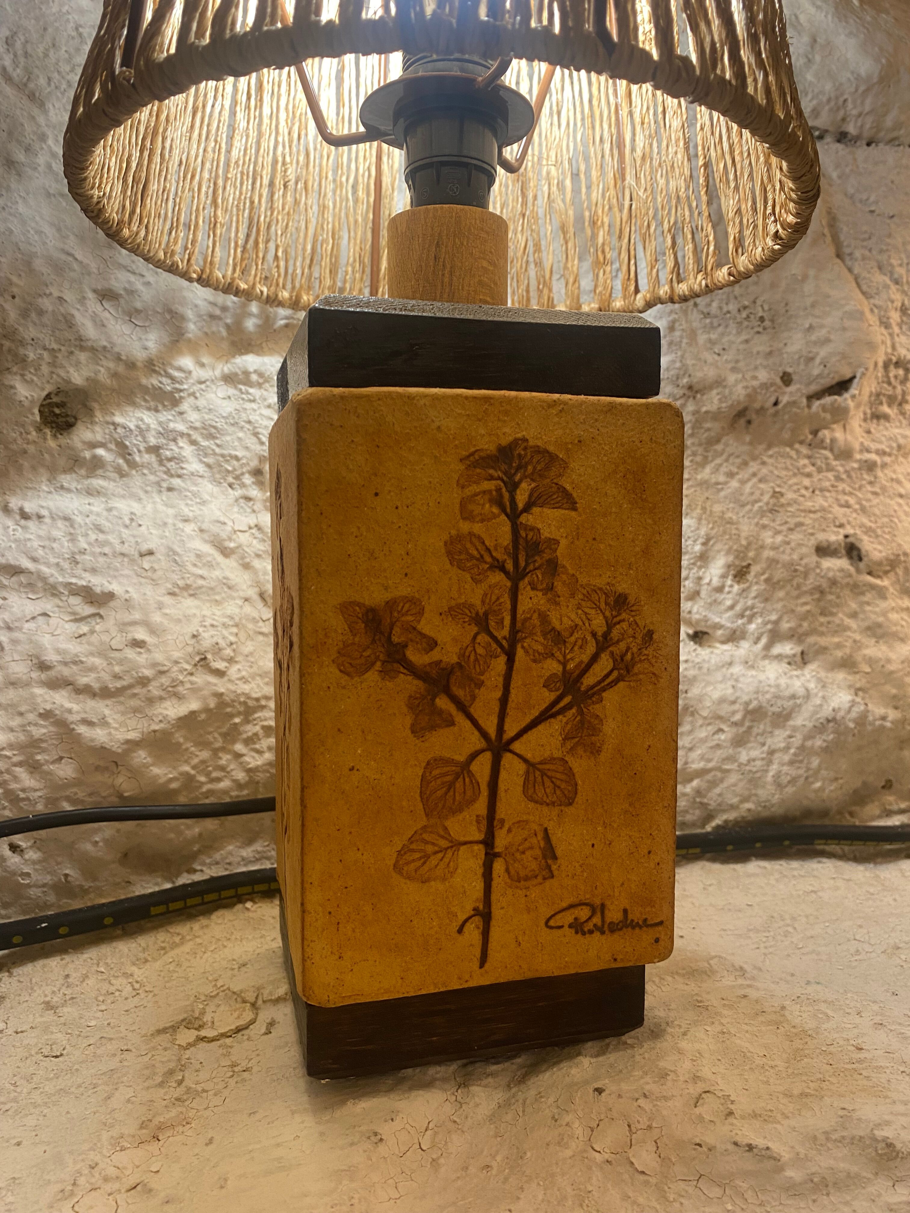 Vintage lamp 1950 signed ceramic