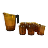 Amber Glass Orangeade Set from the 70s