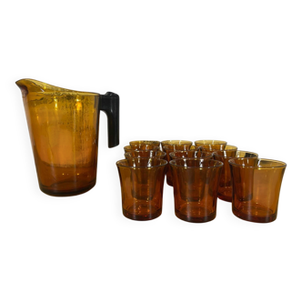 Amber Glass Orangeade Set from the 70s