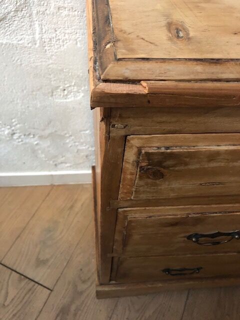 Wooden chest of drawers iron handles