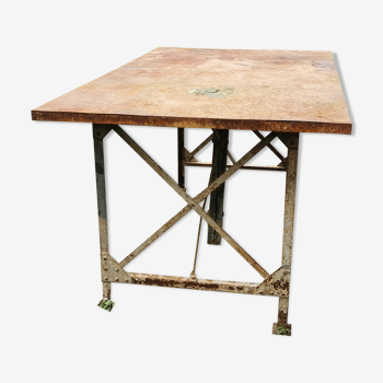 Old metal workshop table