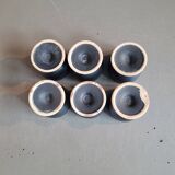 Set of 6 black and colored ceramic egg cups