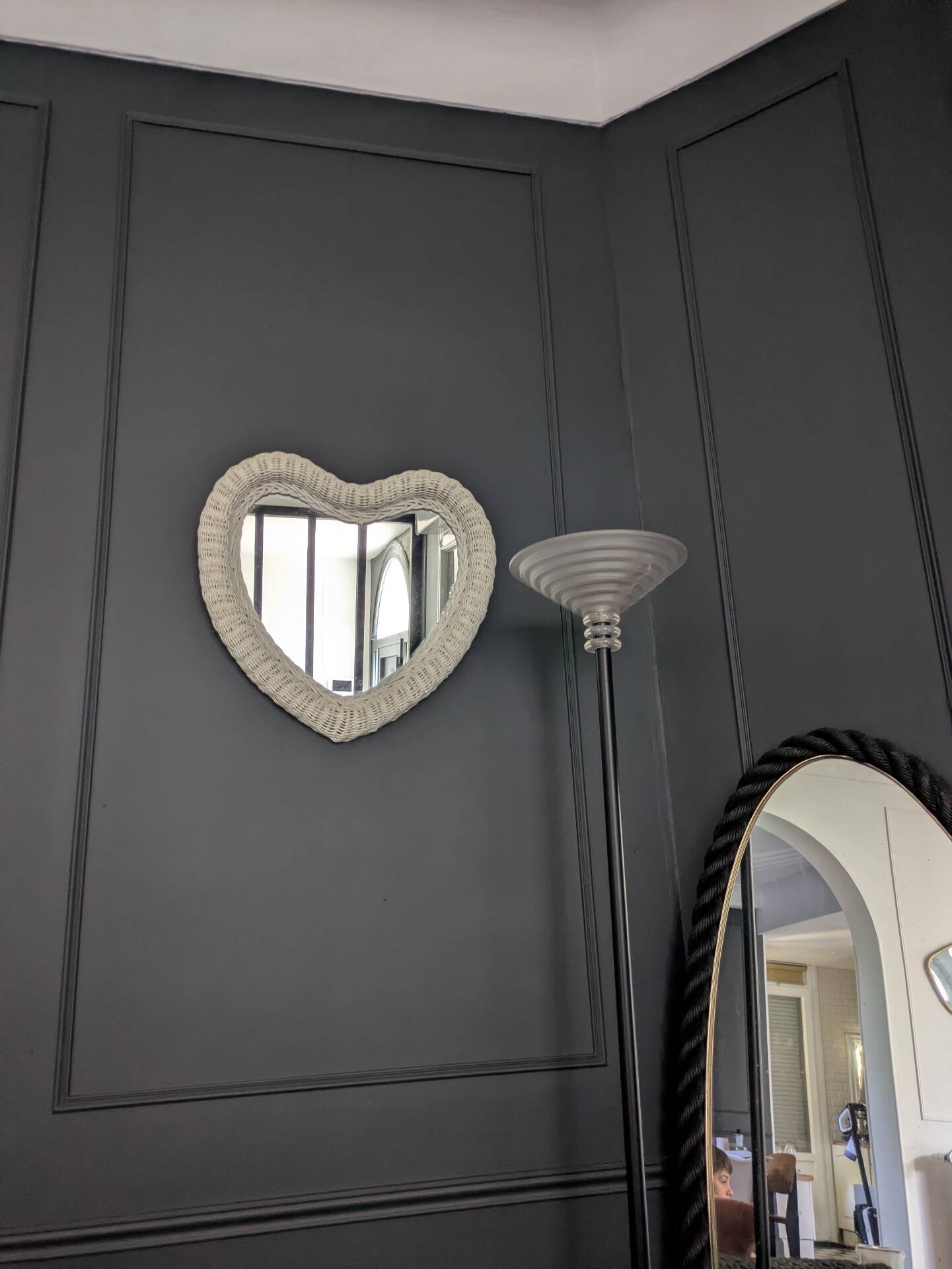 Vintage 80s rattan mirror