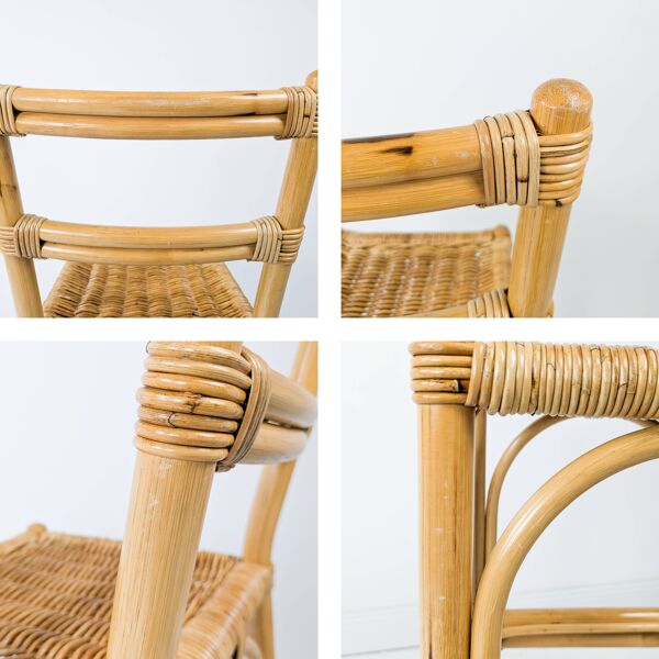 Tabouret de Bar Mid Century Vintage Boho Tabouret de Bar Chaise de Bar Bamb