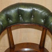 Chaise de capitaine victorienne en acajou et cuir