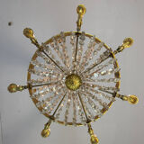 Empire style lustre with pearl beads in gilded bronze, circa 1880.