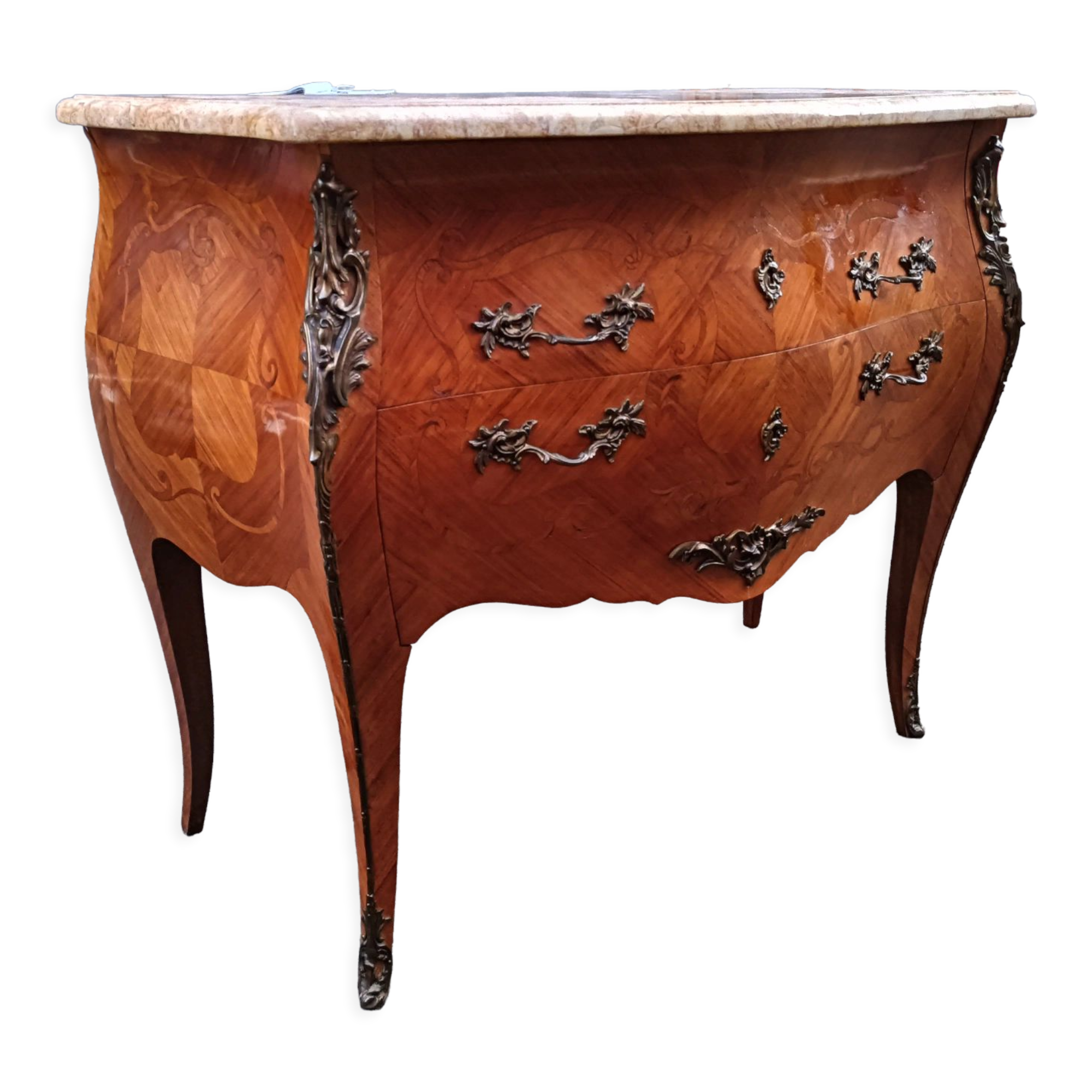 Chest of drawers marquetry marble top