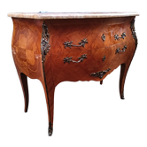 Commode en marqueterie et plateau marbre