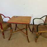 Ensemble table et fauteuils salon en rotin enfants