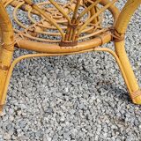 Round rattan coffee table with glass top from the 70s