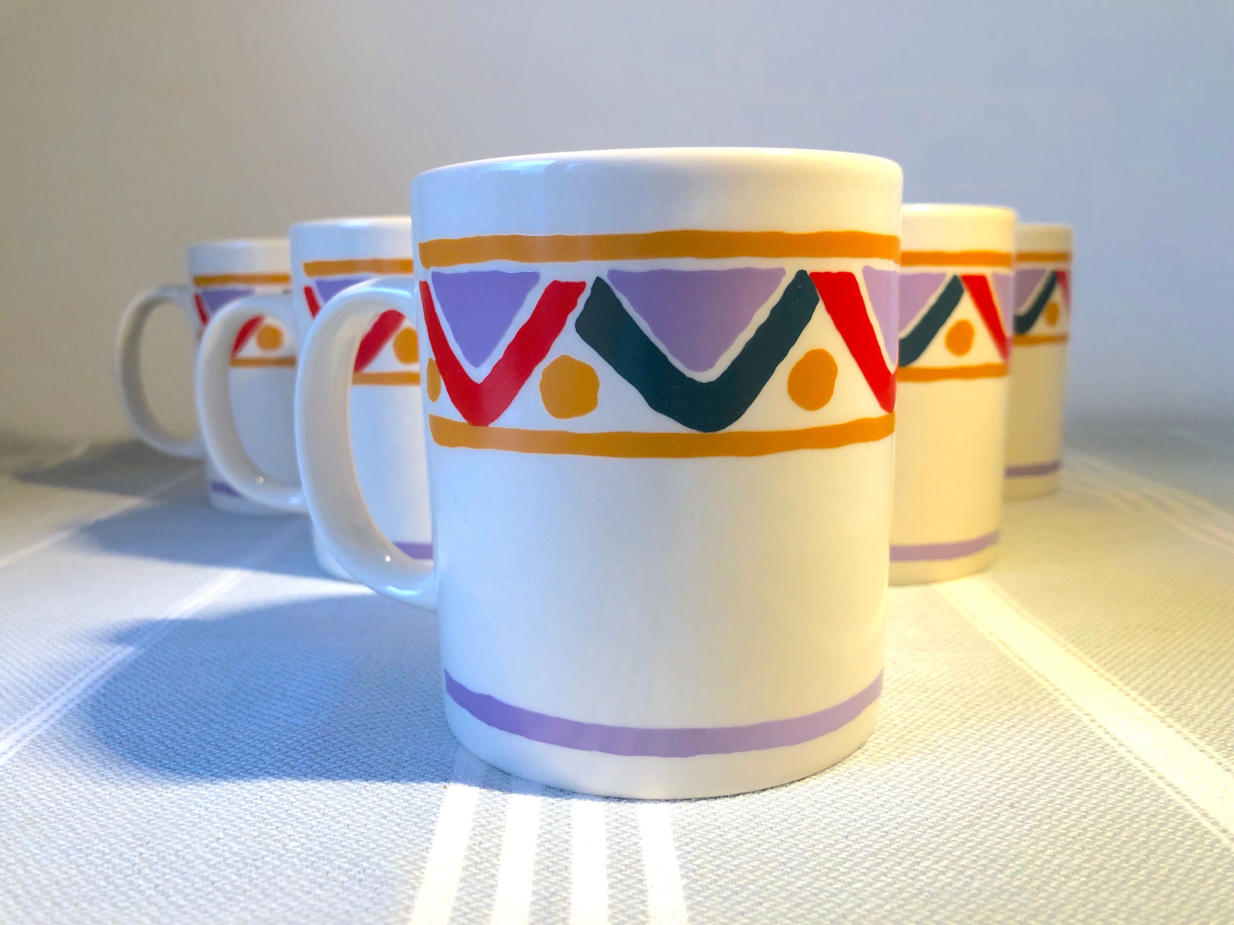 Set of 6 mugs vintage Mobil 80s
