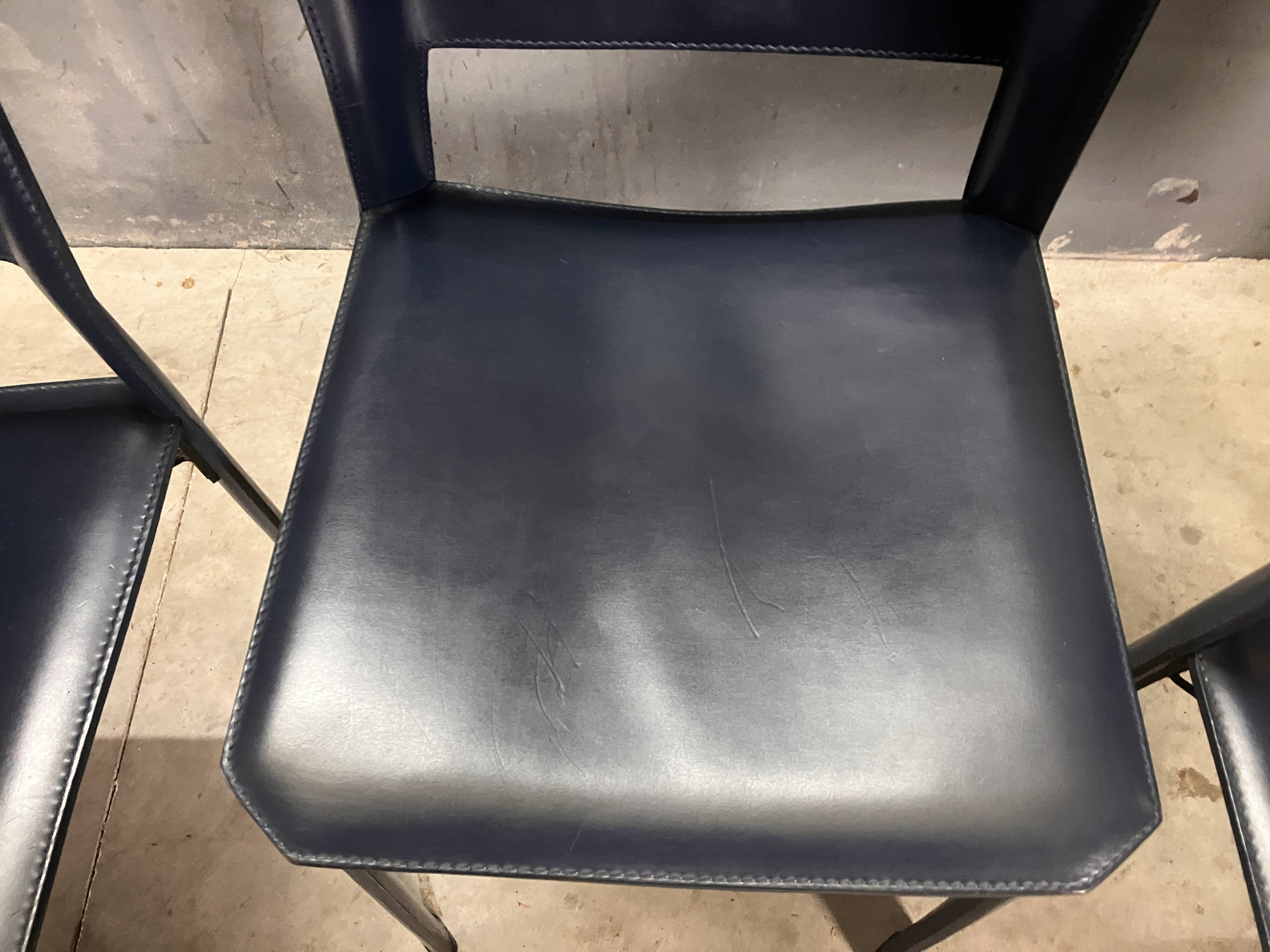 CHairs leather blue Italian Design Giancarlo Vegni