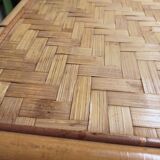Small square bamboo side table - vintage