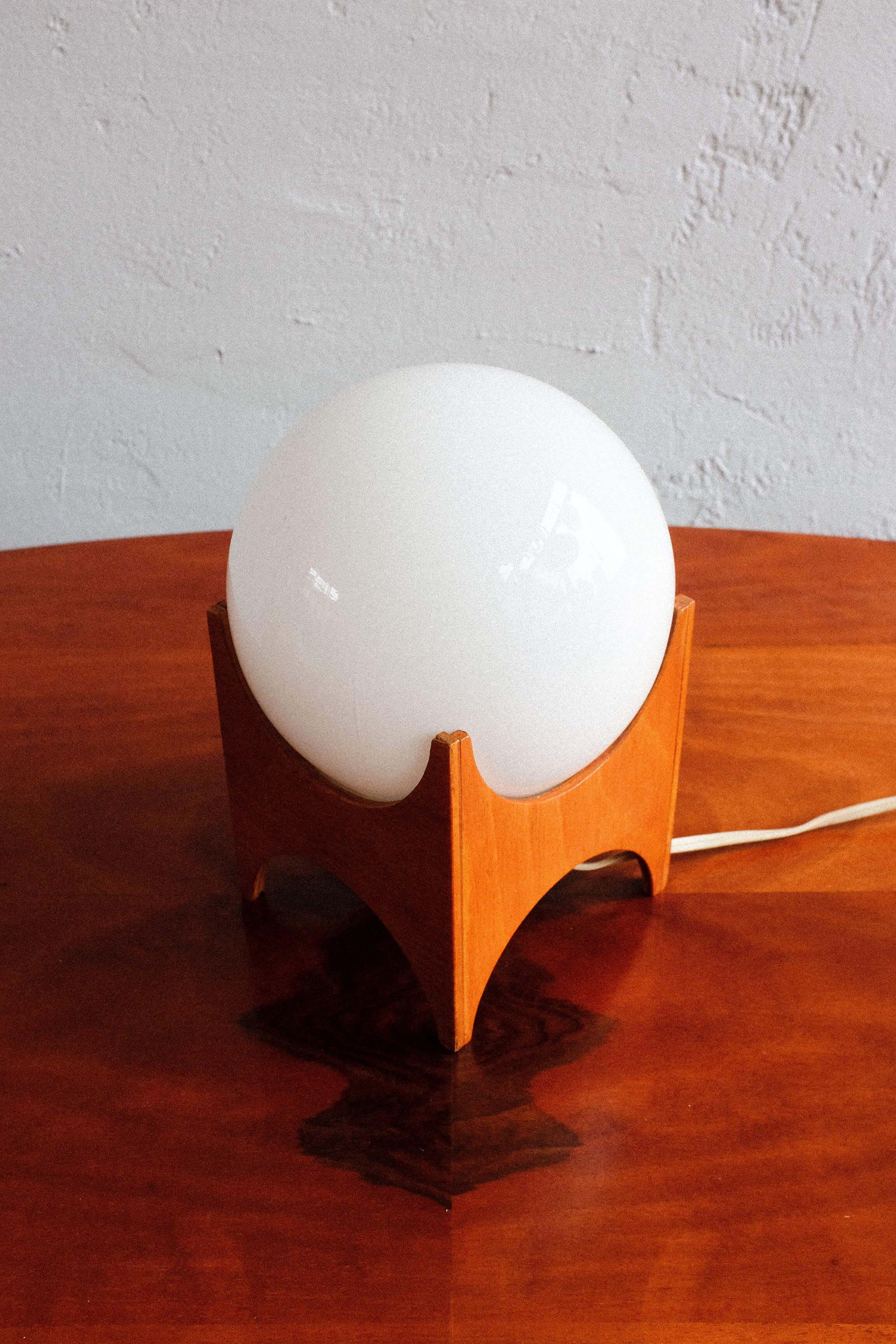 Glass & wood table lamp, Czechoslovakia, 1960s