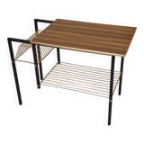 Vintage vinyl serving trolley in wood and gold metal