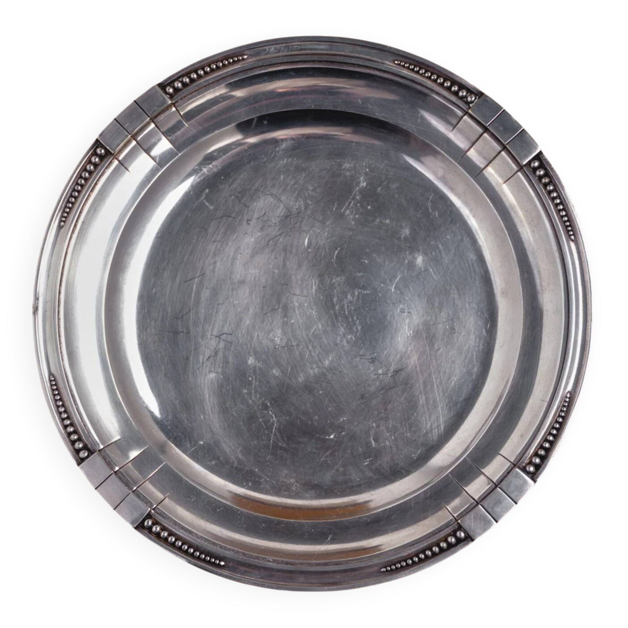 Round silver-plated metal dish, Samuel Askenfeld