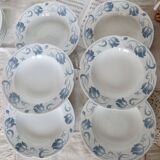 6 soup plates - Tircis model - Antique 82-piece Sarreguemines earthenware dinnerware set