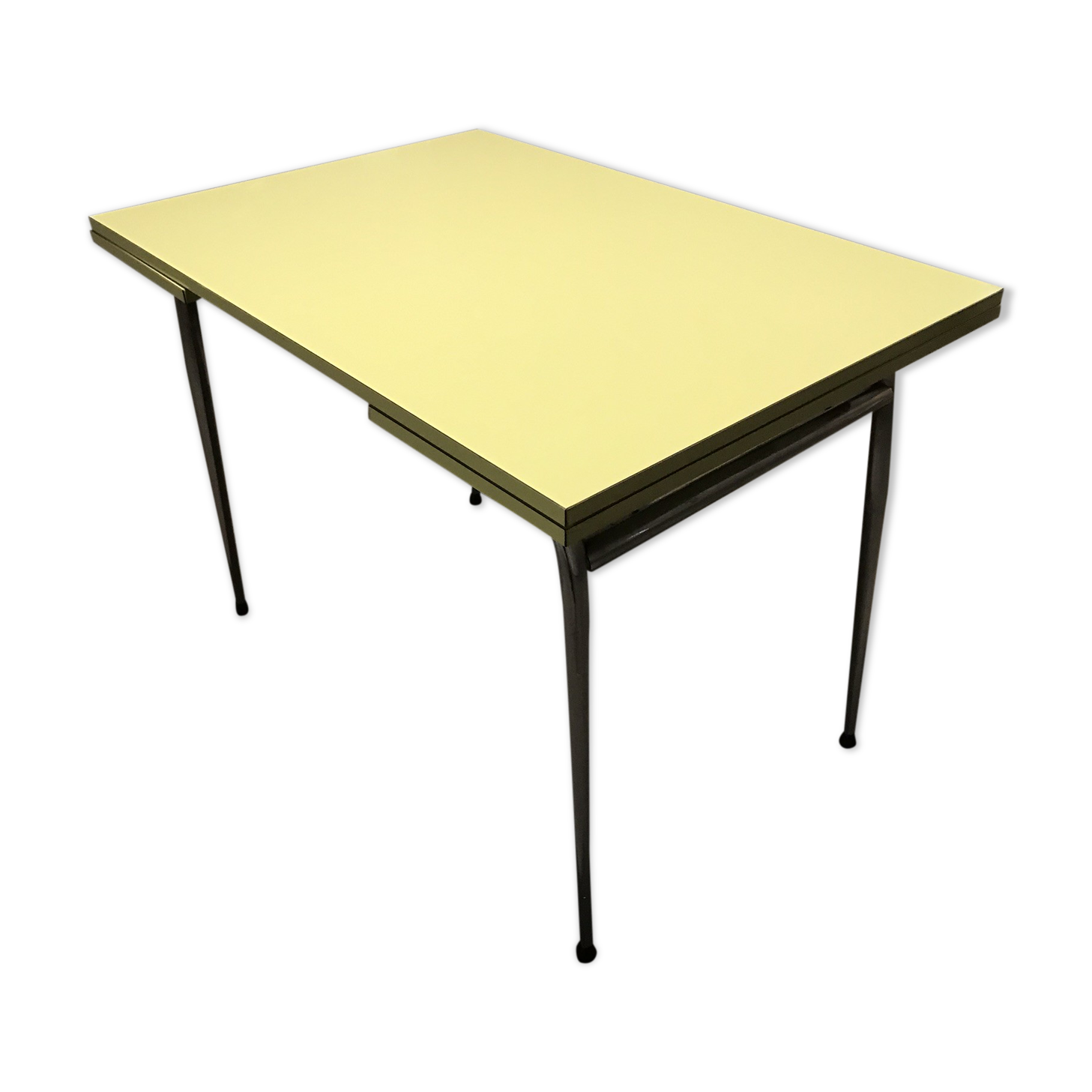 Yellow formica kitchen table with two extension cord, vintage 60s