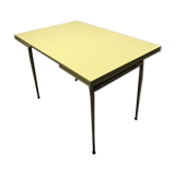 Yellow formica kitchen table with two extension cord, vintage 60s