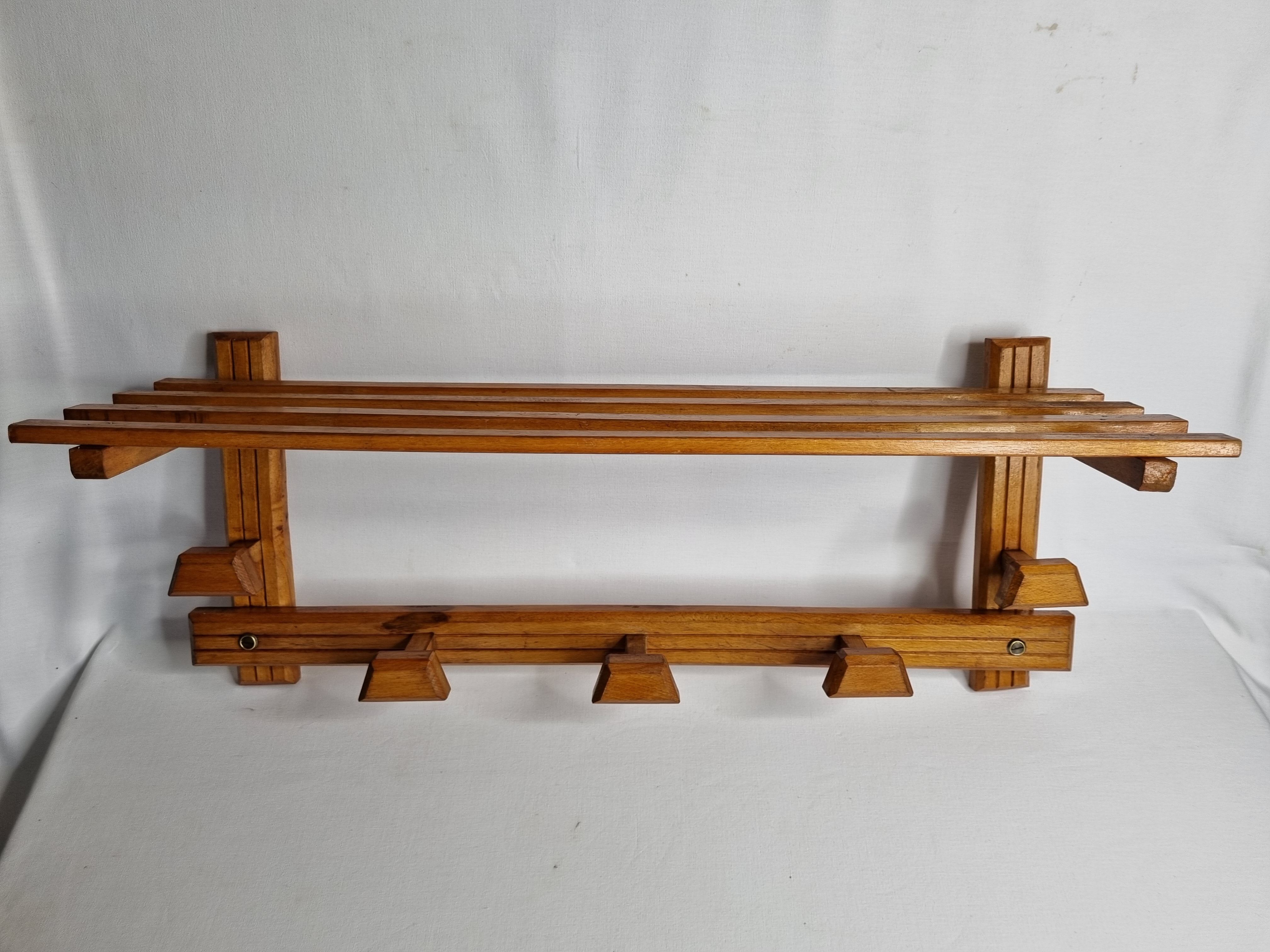 Wooden coat rack, 5 hooks, 74 cm