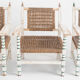 Set of vintage wooden and woven rope armchairs with a matching table. Spain, 1960s.