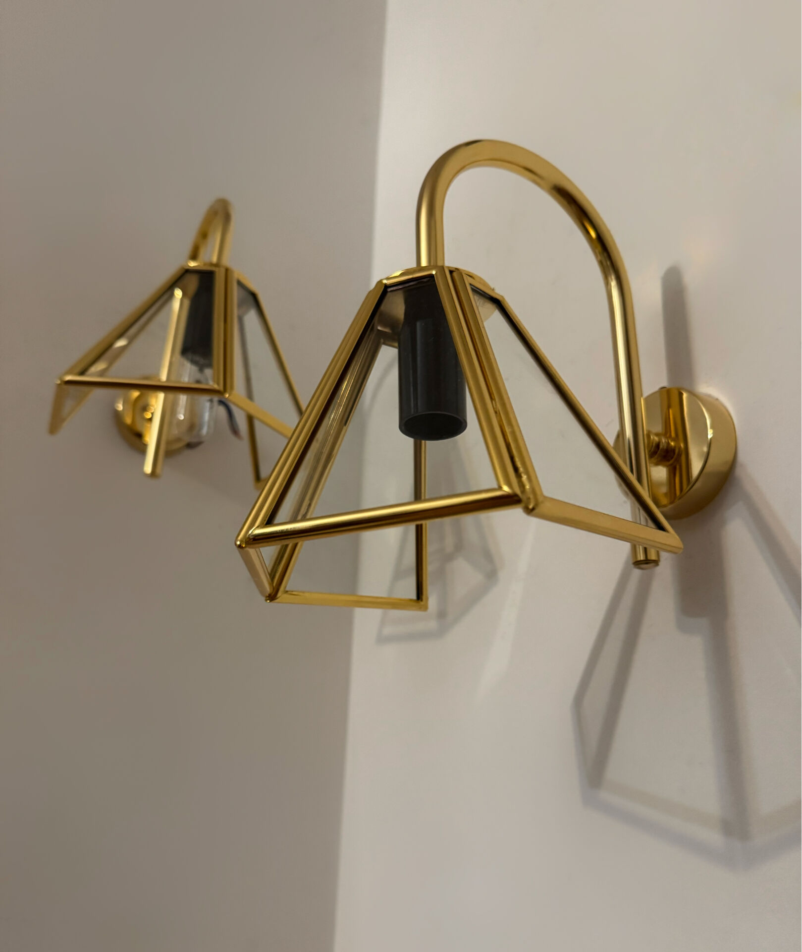 Vintage gold swan neck wall lights