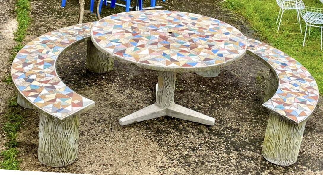 Stone and mosaic garden furniture
