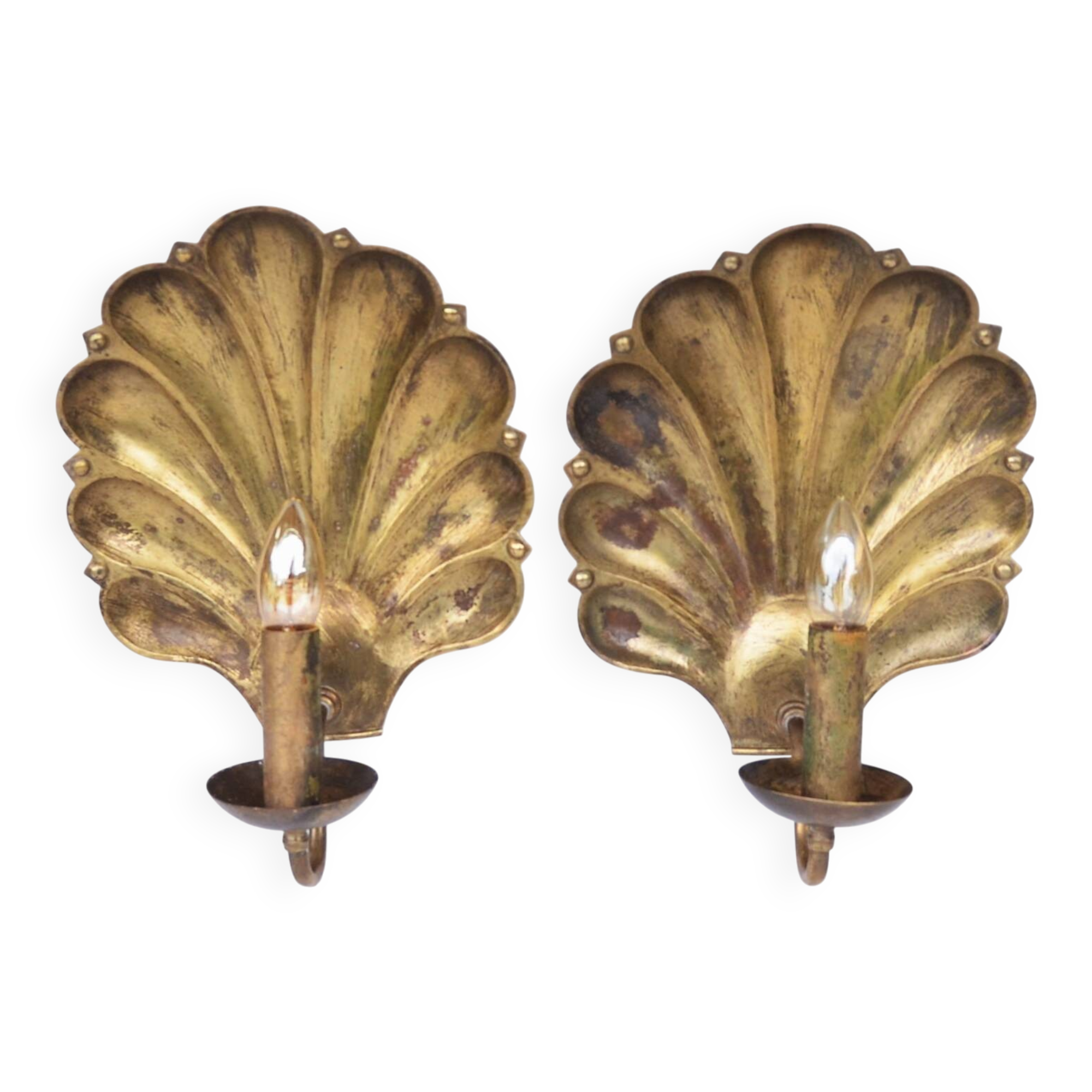 Appliques murales suédoises conçues par a.W. Borgh, coquillages de Jonkoping, Scandinavie