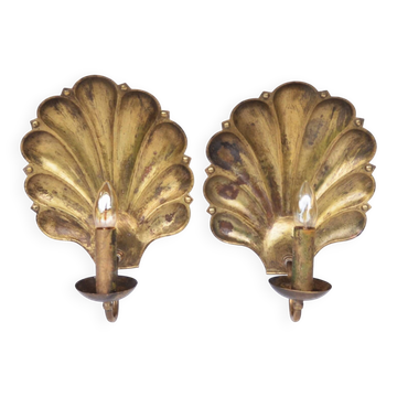 a.W. Borgh Designed Swedish Wall Sconces Shells Jonkoping, Scandinavian