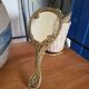 Old bronze mirror by hand, art deco woman's nude