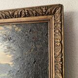 Oil and wood frame, ca 1900