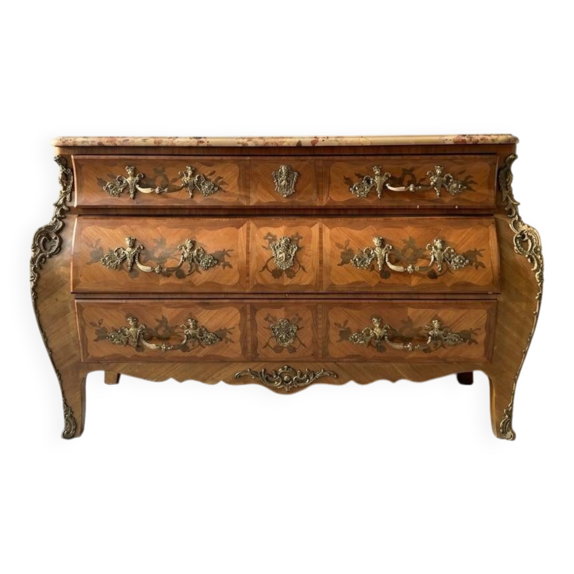 Authentic brown wooden chest of drawers