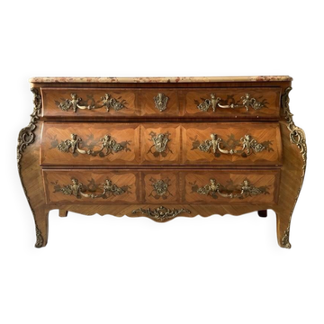 Authentic brown wooden chest of drawers
